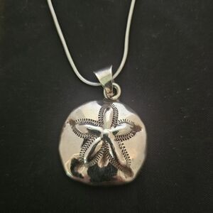 Sterling Silver Starfish Pendant ,Unique Vintage‎ Silver Starfish Necklace